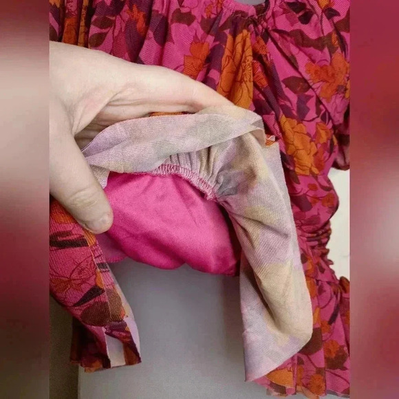 DR2 Vintage Floral Peplum Blouse Puff Sleeve Dark Academia Y2K Boho - Picture 6 of 8